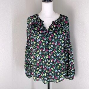 Ann Taylor Floral Blouse - Black with Multicolor